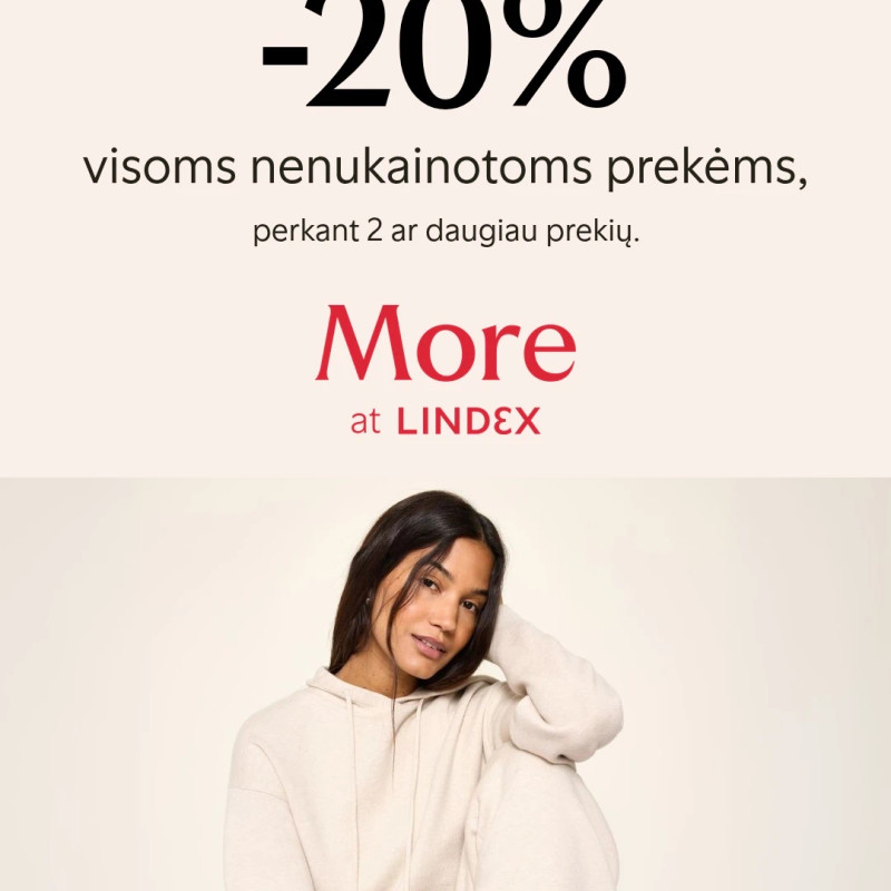 LINDEX | -20% nuolaida visoms nenukainuotoms prekėms
